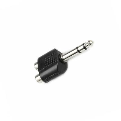 China audio & Video 6.35mm Stereo Male Plug To 2RCA Jacks Audio Adapter for sale