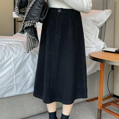 China 2022 Autumn Winter New Arrival Woolen Solid Color High Waisted Umbrella Skirt Pleated Line A Line Plus Size Long Skirt for sale