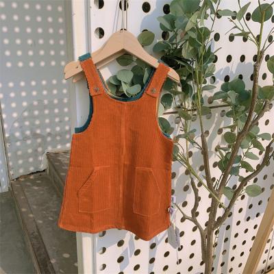 China Autumn Children Sleeveless Corduroy Vest Soft Suspender Skirt Tank Top Dress For Kids Girls for sale