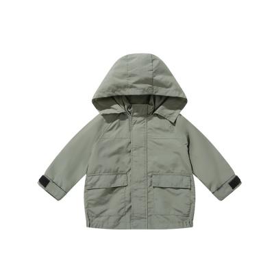 China Hooded Army Green Windproof Jacket With Collapsible Cuffs Windproof Garment For Boys for sale