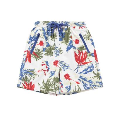 China Anti-Wrinkle Cotton Summer Boys Drawstring Printed 100% Board Shorts Zipper Pockets for sale