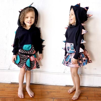 China 2020 African print cotton clothing kids girls kids clothes african hoodies pullover and skirt suits kids wear for sale