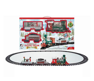 China Toy Christmas Travel Train Electric Music Lights Slot Off Carry Railway Toy Train Tracks Assembly Track Toys For Educational for sale