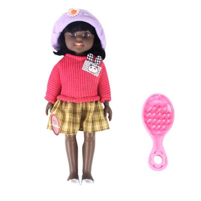 China Wholesale China Factory Soft Stylish And Elegant 13 Inch Overall Black Girl Doll For Kids Birthday Party for sale