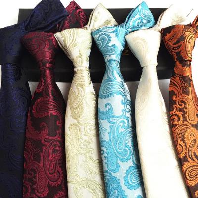 China Optional Multi Color Yellow Paisley Tie Set Blue Paisley Mens Ties Paisley Tie 146*8cm for sale