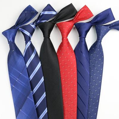 China Wholesale Most Popular High Quality Fashion Dot Mens Ties Checked Stripe Tie Cheap Polyester Ties 148cm*8cm for sale