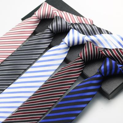 China Popular Men's Formal Navy Stripe Tie White Stripe Tie 148*8cm for sale