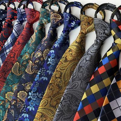 China Top Selling Jacquard Polyester Paisley Zipper Tie For Men 8cm Zipper Necktie 46*8cm for sale