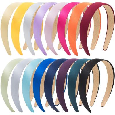 China European and American Style Fashion 1.2 Inches 16 Colors Satin Hairband Headbands Hard Wide Ribbon Anti-Slip Hair Bands Headbands for Women for sale