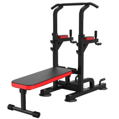 China Home Use Popular Gym Equipment 2021 Multi Function Station Power Tower Dip Station With Bench Pull Up Station For Inline Training for sale