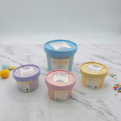 China LOKYO Disposable Food Grade Logo Ice Cream Paper Cup Custom Disposable Ice Cream Cup for sale