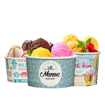 China LOKYO Disposable Ice Cream Cup Frozen Yogurt Paper Cups Custom Logo Disposable Wholesale Disposable Cups for sale