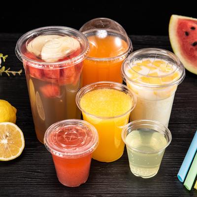 China LOKYO Plastic Cups Drink Cups Miketea Pet Juice Single Wall Disposable Clear Bubble Tea Takeaway Cold Cup With Lid for sale