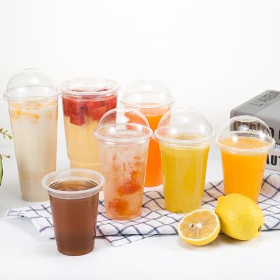 China LOKYO 350ml 500ml 700ml single wall transparent disposable plastic bubble tea bubble tea boba cup with lids for sale