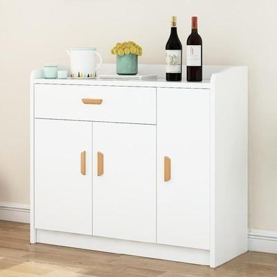 China Solid Wood Warm White Sideboard With 3 Doors And Drawer Solid Wood Furniture for sale