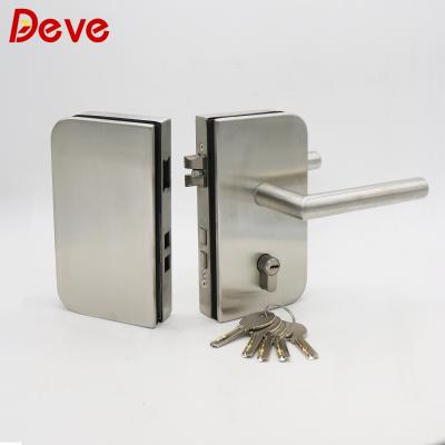 China Glass To Door High Security Europe Stainless Steel Glass Locks For Door With Handle for sale