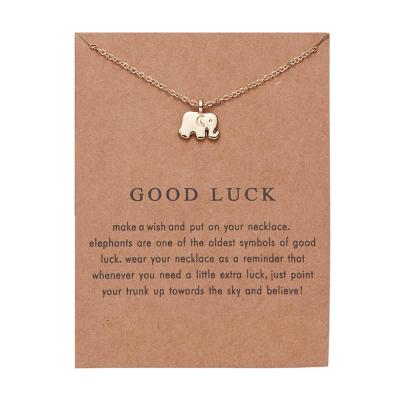 China Lucky Statement Women Gift Cheap Gold Alloy Pearl Butterfly Chain Elephant Fashion Novelty Pendant Necklace Jewelry With Card for sale