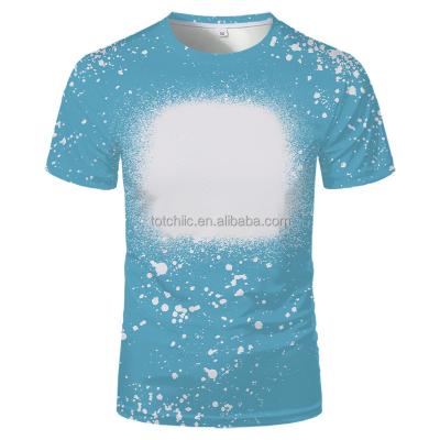 China Fashion Sublimation Blank Clothes Heat Transfer Printed 95% Polyester Cotton Feel Faux Bleached T Shirt For Adults And Kids RZ21 RZ21 for sale