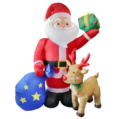 China 2021 Outdoor Inflatable Santa Claus Gift Reindeer Santa Claus Navidad Deer Decorations Outdoor Christmas Decorations Big Bag for sale