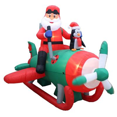 China Factory Supply Christmas Santa Claus Inflatable Airplane Model Inflatable Decorations Decoration for sale