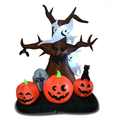 China Home White Outdoor Decoration 8Ft Ghost Pumpkin Halloween Inflatables Tree Decorations for sale