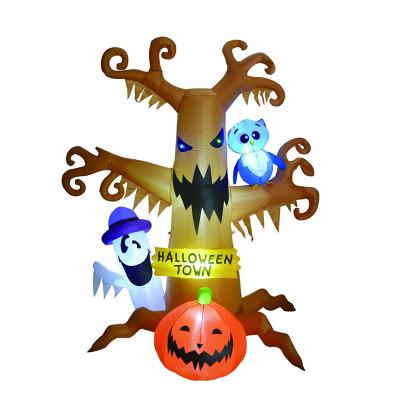 China Outdoor Home Decoration Lawn Owl Pumpkin Trees Wear Inflatable Ghost Halloween Decorations for sale