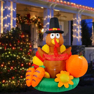 China Inflatable Decorations 6 Feet Turkey Top Pumpkin Indoor and Outdoor Thanksgiving Lawn Yard Inflatable Decorations for sale