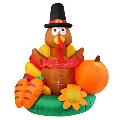 China Very Popular Inflatable Turkey Inflatable Outdoor Thanksgiving Sunflower Decorations Inflatable Decoration With LED Lights for sale