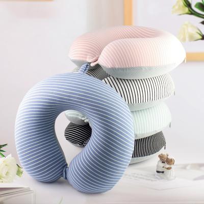 China PORTABLE Four-sided travel neck pillow solid color pillow plush baby toy elastic flat cervical memory foam U-shaped pillow for sale