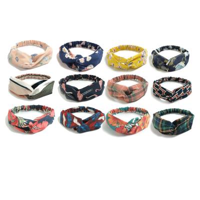 China Korean Hip Hop Style Headband Palmettes Style Cross Bands Holiday Hair Elastic Wide Knot Headband for sale