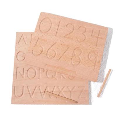 China Recyclable Educational Montessori Educational Toy Wooden Groove Early Education Numbers And Letters for sale