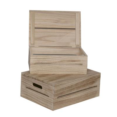 China Recyclable Medium Rustic Vintage Wooden Storage Box Chests With Lids for sale