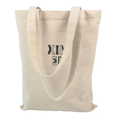 China Custom 100% Manipulated Cotton Canvas Logo Print Natural White Tote Bag for sale