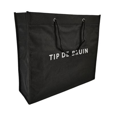 China Custom Made Handled Reasonably Priced Shopping Bag Black With Logo Oxford Cloth PVC Tote Bag for sale