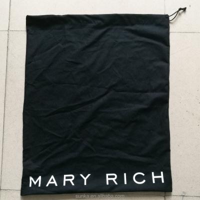 China Recyclable Custom Black Cotton Fabric Shoe Bag Drawstring Bag for sale