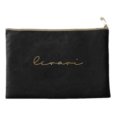 China Custom Logo Black Cotton Canvas Security Embroidery Zip Lock Bag for sale