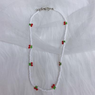 China FASHIONABLE 2021 new summer cute rice-shaped bead beaded necklace fresh and common strawberry cherry anklet chain for sale