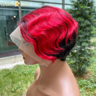 China Feature Dropshipping Cuticle Aligned Pixie Cut Human Hair Wig Pixie Lace Wigs Virgin Hair Pixie Curls Short Lace Front Wig for sale