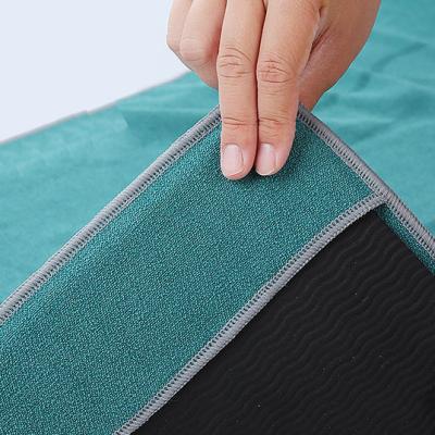 China Prevent Slip On Yoga Mat Embroidered Logo Eco Friendly Yoga Towel With Corner Pocket for sale