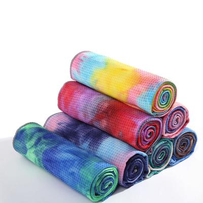 China Prevent Slip On 2022 Eco-Friendly Hot Wholesale Non-slip Tie Dye Print Yoga Mat New Arrival Yoga Towel for sale