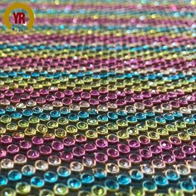 China Flatback Rhinestone Bling Crystal Metallic Mesh Fabric for sale