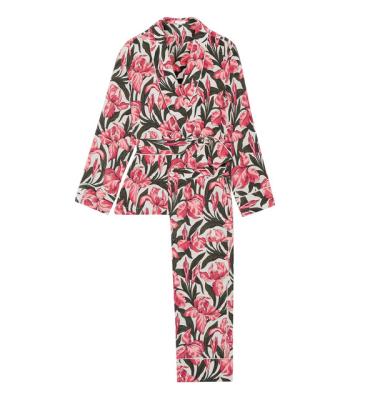 China 2018 Breathable Top Selling Printed Chiffon Pajamas Women Set for sale