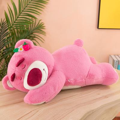 China Kids Gift Wholesale Birthday Valentine's Day gift Lying Strawberry Bear Plush Toy for sale