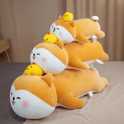 China Kids Gift Manufacture Supply Kawaii Valentine's Day Gift Lying Shiba Inu Steamed Bread Puppy Dog Plush Toy for sale