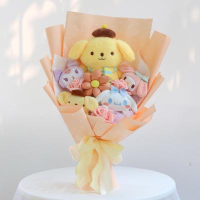 China Birthday Creative Birthday Gift Soap Rose Cartoon Pudding Plush Puppy Dog Bouquet for sale