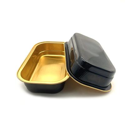 China Eco - Friendly Food Grade Black And Gold Different Sizes Household 8011 Food Grade Aluminum Foil Lunch Box Packets Container for sale