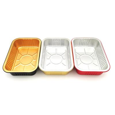 China OEM Logo Different Shapes Colored Food Grade Foil Container 8011 Food Grade Foil Eco-friendly Disposable Tray With Lid for sale