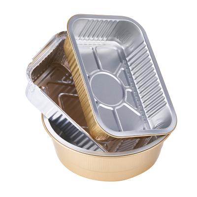 China Eco-friendly 450ml 600ml 750ml food grade gold aluminum foil custom disposable takeaway food containers for sale