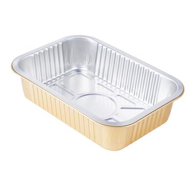 China Wholesale Price Food Grade OEM Logo Disposable Food Grade Gold Aluminum Foil Container With Lids for sale