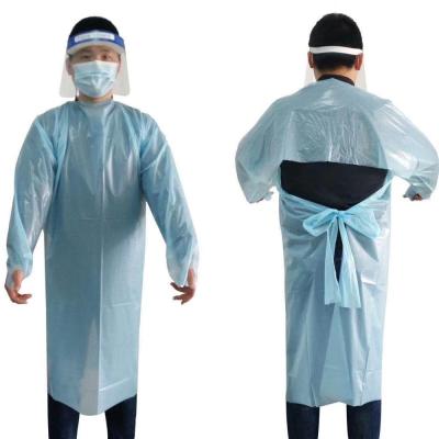 China Waterproof Dust Proof Water Proof Body Protection Nonwovn CPE Gown CPE Gown With Buckle for sale